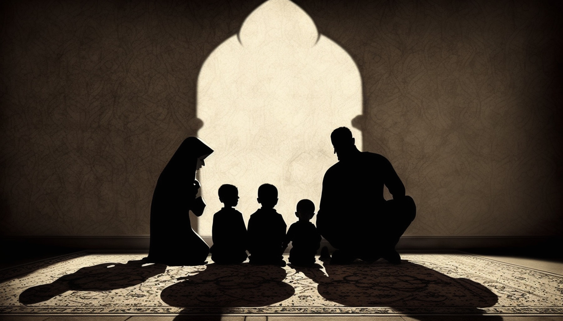 Firstprinciples shadow muslim family quietly sitting on the flo ba5fb164 3187 4cdb 9672 74a0d839a7d1